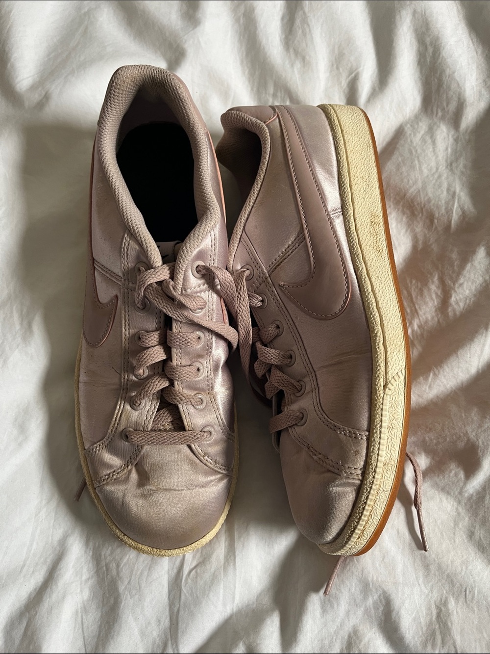 Nike court Royale satin shiny blush pink shoes